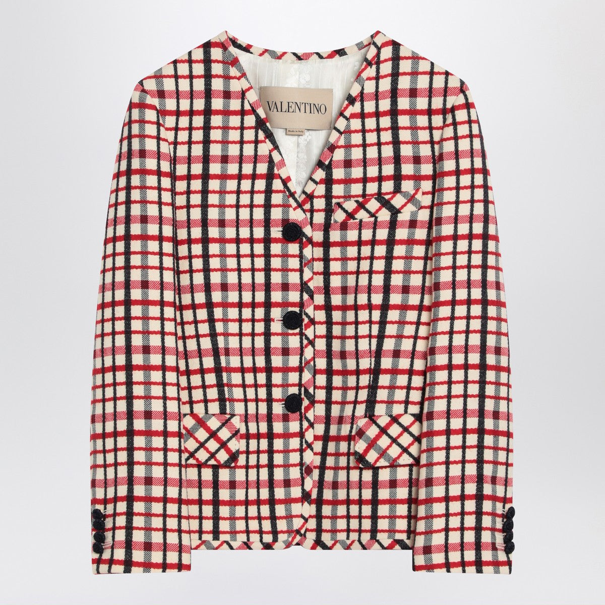 Valentino Check-pattern jacket in virgin wool and cotton
